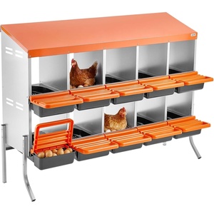 VEVOR Chicken Nesting Boxes, 6 Compartments, with Support Legs, Easy Egg Collection, Galvanized Steel and High-Strength Plastic, Roll Away Nesting Boxes for Chickens and Hens Laying Eggs, Orange(52.0″L x 20.7″W x 39.0″H)