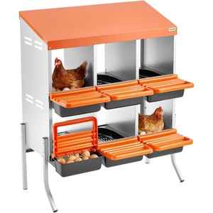 VEVOR Chicken Nesting Boxes, 6 Compartments, with Support Legs, Easy Egg Collection, Galvanized Steel and High-Strength Plastic, Roll Away Nesting Boxes for Chickens and Hens Laying Eggs, Orange(31.3″L x 20.7″W x 39.0″H)