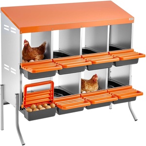 VEVOR Chicken Nesting Boxes, 6 Compartments, with Support Legs, Easy Egg Collection, Galvanized Steel and High-Strength Plastic, Roll Away Nesting Boxes for Chickens and Hens Laying Eggs, Orange(41.7″L x 20.7″W x 39.0″H)