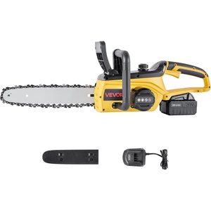 VEVOR Cordless Chainsaw, 20V 12-Inch Brushless Chainsaw Battery Powered, 4.0Ah Battery and Rapid Charger Included, Handheld Electric Chain Saw for Tree Felling, Wood Cutting, Pruning, and Trimming