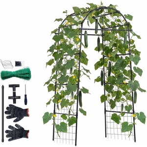 VEVOR Cucumber Trellis, 81 inch Tall Garden Arch Trellis, U-Shape Garden Trellises for Raised Bed, Metal Arch Outdoor Climbing Plants Support for Vine, Peas, Beans, Zucchini, Tomato, Squash, Flowers