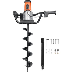 VEVOR Electric Post Hole Digger, 5.71 in Auger Bit with 1500W Powerful Motor, 140 RPM Alloy Steel Earth Auger Drill Bit with 10.24 in Extension Rod, for Post Hole Digging, Drilling & Tree Planting