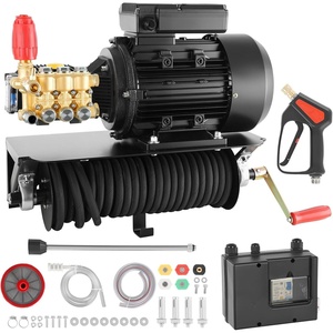 VEVOR Electric Pressure Washer Pump Kit, 1950 PSI, 3.2 GPM, Triplex Power Washer Pump with 5 HP Motor 240 V, Includes Wall Mount Bracket, Spray Gun, Wand, Hose, 5 Nozzles, for Washing Cars, Gardens