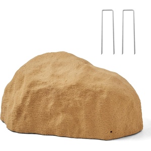 VEVOR Faux Rock Cover, Outdoor Fake Rock Well Pump Cover, Realistic Natural Texture, Lightweight & Weather-Resistant Polyresin Artificial Boulder for Landscaping Garden Yard Décor, Grey, Medium Size(Irregular oval/small size/sandy yellow)