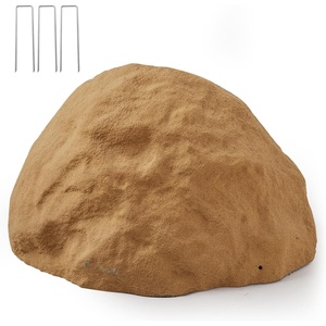 VEVOR Faux Rock Cover, Outdoor Fake Rock Well Pump Cover, Realistic Natural Texture, Lightweight & Weather-Resistant Polyresin Artificial Boulder for Landscaping Garden Yard Décor, Grey, Medium Size(Irregular oval/Medium size/sandy yellow)