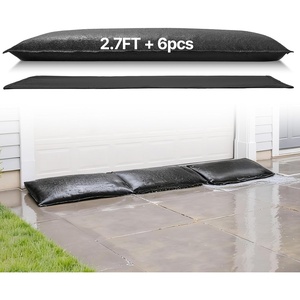VEVOR Flood Barrier, 10 Pack, 5 x 0.7 ft Flood Bags with Bucket, Water Absorbent Barrier Activated by Water, Sandless Sandbags Blockage, Flooding Prevention Bags for Basement, Garage, Doorway(2.7 x 1.4 ft)