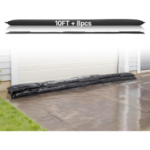 VEVOR Flood Barrier, 10 Pack, 5 x 0.7 ft Flood Bags with Bucket, Water Absorbent Barrier Activated by Water, Sandless Sandbags Blockage, Flooding Prevention Bags for Basement, Garage, Doorway(10 x 0.7 ft)