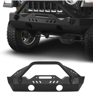 VEVOR Front Bumper Compatible with 2007-2024 Jeep Wrangler JK/JKU JL/JLU & Gladiator JT – with 2PCS LED Light Bars, Winch Plate & Fog Light Housing, Heavy-Duty Steel Front Bumper with E-Coating(JL JT basic)