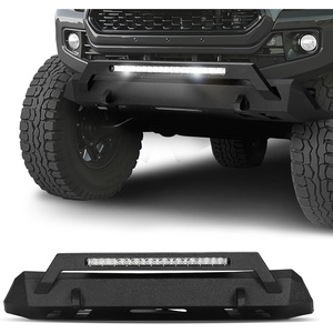 VEVOR Front Bumper Compatible with 2016-2023 Toyota Tacoma (Excluding Tacoma TRD/Tacoma TRD Sport), Pickup Truck Bumper with LED Light Bar, Winch Plate & D-Rings Mount, Heavy-Duty Steel with E-Coating