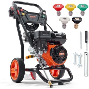 VEVOR Gas Pressure Washer, 3600 PSI 2.6 GPM, Gas Powered Pressure Washer with Copper Pump, Spray Gun and Extension Wand, 5 Quick Connect Nozzles, for Cleaning Cars, Homes, Driveways, Patios(3400 PSI)