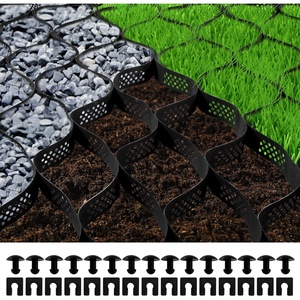 VEVOR Ground Grid 25 ft x 9.5 ft, 1885 lbs per Sq Ft Load Geo Grid, 3″ Depth Permeable Stabilization System for DIY Patio, Walkway, Shed Base, Light Vehicle Driveway, Parking Lot, Grass, and Gravel(25ft x 9.5ft)