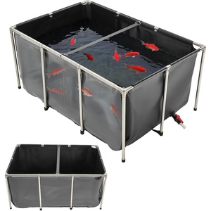 VEVOR KOI Aquarium Tank Above Ground Fish Pond, 127 Gallon Foldable Canvas Fish Pool Pond with Clear Viewing Panel, Outdoor/Indoor No Dig Turtle Goldfish Pond with 304SS Frame and Drain Valve(With Clear Panel)