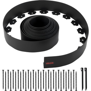 VEVOR Landscape Edging, 100 ft x 1.5 in Plastic Garden Border Edging with 120 Spikes, No Dig, Flexible Lawn Edgings Roll, UV-Resistant Mini Fence Borders Pathway Edgings for Flower Beds Yard Paver(33ft*4in（L-shaped）)