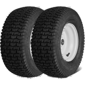 VEVOR Lawn Mower Tires, 16×6.5-8 in Tubeless Tractor Tires with Rim, 2 Pack Tire & Wheel, 3 in Offset Hub, Turf Pneumatic Tires, 3/4 in Bushing Size, 16 PCS Adapters for Riding Mower, Lawn Tractor(Tubeless with Rim)