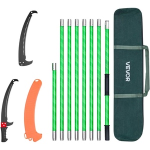 VEVOR Manual Pole Saw, 3.87-27 ft Extendable Pole Tree Pruner, Sharp 65Mn Steel Blade, Lightweight Fiberglass Handle Pole, Double-Hook Saw for High Branch Trimming, Pruning Tool for Palms, Shrubs(Pole Saw)