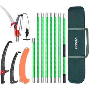 VEVOR Manual Pole Saw, 3.87-27 ft Extendable Pole Tree Pruner, Sharp 65Mn Steel Blade, Lightweight Fiberglass Handle Pole, Double-Hook Saw for High Branch Trimming, Pruning Tool for Palms, Shrubs(Pole Saw with Scissors)