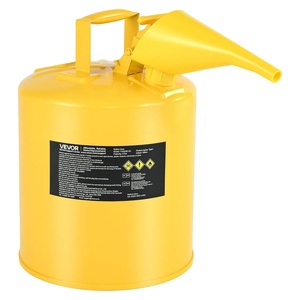 VEVOR Mental Container, 5 Gallon Type I Yellow Metal Container for Liquid Material with Stainless Steel Flame Arrester, Self-Closing Lid & PE Funnel, Carbon Steel Flammable Saving with Handle