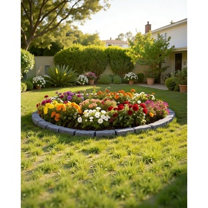 VEVOR No Dig Garden Edging Border, Faux Wood Landscape Edging, Flexible Plastic Lawn Edging for Tree, Flower Bed, Pathway, Yard, 4 Pack 10 Blocks 41.14″L x 3.74″ W x 7.48″H, 32 Spikes Included, Beige(Sandstone Gray)