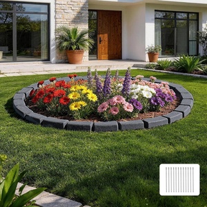 VEVOR No Dig Garden Edging Border, Faux Wood Landscape Edging, Flexible Plastic Lawn Edging for Tree, Flower Bed, Pathway, Yard, 4 Pack 10 Blocks 41.14″L x 3.74″ W x 7.48″H, 32 Spikes Included, Beige(Charcoal Black)