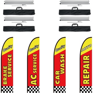 VEVOR Open Feather Flags Kit, 16.3ft Business Banner Flags (Now Open, Look, Welcome) for Grand Openings(Auto Repair Theme)