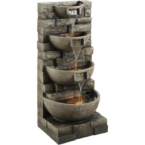 VEVOR Outdoor Water Fountain, 31.5 in Height Fountain and Waterfall, 5-Tier Floor Standing Bowl-Shaped Cascading Fountains with LED Light and Pump, for Outdoor Indoor Garden, Home, Patio & Backyard(35.63 Inch)