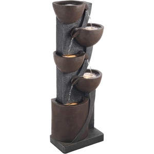 VEVOR Outdoor Water Fountain, 31.5 in Height Fountain and Waterfall, 5-Tier Floor Standing Bowl-Shaped Cascading Fountains with LED Light and Pump, for Outdoor Indoor Garden, Home, Patio & Backyard(49.61 Inch)