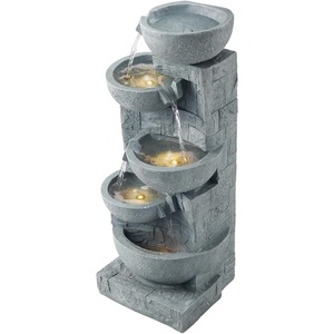VEVOR Outdoor Water Fountain, 31.5 in Height Fountain and Waterfall, 5-Tier Floor Standing Bowl-Shaped Cascading Fountains with LED Light and Pump, for Outdoor Indoor Garden, Home, Patio & Backyard(31.5 Inch)