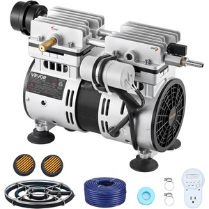 VEVOR Pond Aerator, 550W Power, 5.2CFM for Up to 3 Acre 50′ Lake, Pond Aeration Kit Includes 3/4 HP Compressor & Timer & Valves, Air Compressor for Deep Water Oxygen Circulation, for Pond, Lake(5.2CFM+1 Nano diffuser)