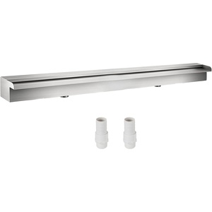 VEVOR Pool Fountain Stainless Steel Pool Waterfall Spillway with Pipe Connector Rectangular Garden Outdoor (59.1″)(59in)