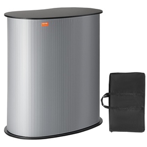 VEVOR Portable Tradeshow Podium Table, 35.43″ x 19.29″ x 37.01″, Display Exhibition Counter Stand Booth Fair with Wall, Foldable Promotion Retail Bar Table Pop Up Podium Counter with Carrying Bag