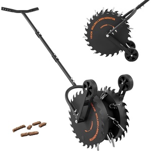 VEVOR Rolling Lawn Core Aerator, 16.6 in Coring Aerator Roller with Anti-Clog Tines, Heavy Duty & Rust-Resistant, Yard Grass Pulling Plugs Manual Aeration Tool for Compacted Garden Soil Loosening