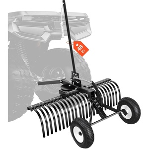 VEVOR Tow Behind Dethatcher, 40-inch Lawn Dethatcher Rake with 20 Spring Steel Tines for ATV or Mower, Heavy Duty Tow Behind Lawn Rake with Lift Handle for Garden Farm Grass, Leaves, Pine Needles(48″ Dethatcher with Height Adjustment)