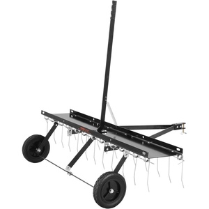 VEVOR Tow Behind Dethatcher, 40-inch Lawn Dethatcher Rake with 20 Spring Steel Tines for ATV or Mower, Heavy Duty Tow Behind Lawn Rake with Lift Handle for Garden Farm Grass, Leaves, Pine Needles(48″ ATV Rake)