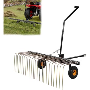 VEVOR Tow Behind Dethatcher, 40-inch Lawn Dethatcher Rake with 20 Spring Steel Tines for ATV or Mower, Heavy Duty Tow Behind Lawn Rake with Lift Handle for Garden Farm Grass, Leaves, Pine Needles(60″ Tow Behind Dethatcher)