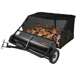 VEVOR Tow Behind Lawn Sweeper, 50-Inch 26 cu ft Large Capacity, Pull Behind Lawn Sweeper, Heavy Duty Leaf & Grass Collector with Adjustable Sweeping Height for Garden, Yard, Farm, Picking Up Debris(50 Inch)
