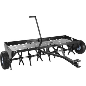VEVOR Tow Behind Plug Aerator, 40 in Lawn Core Aerator Tool Universal Hitch, 150lbs Weight Capacity, Heavy Duty Pull Behind Spike Aerators with Tray & 10.6 in Wheels, for Farmland & Garden Tractors(Core Aerator (48in))