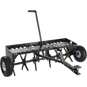VEVOR Tow Behind Plug Aerator, 40 in Lawn Core Aerator Tool Universal Hitch, 150lbs Weight Capacity, Heavy Duty Pull Behind Spike Aerators with Tray & 10.6 in Wheels, for Farmland & Garden Tractors(Core Aerator (40in))