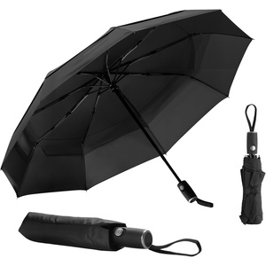 VEVOR Travel Umbrella, 42 in Portable Compact Umbrellas, Automatic Open-Close Umbrella, Lightweight & Durable with Flexible Fiberglass Ribs, Windproof, Rainproof, and Sun-Blocking Canopy (Black)