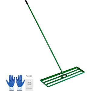 VEVOR Updated Lawn Leveling Rake with Roller, 36″ x 10″ Stainless Steel Lawn Leveler with 83.9″ Adjustable Handle, Heavy Duty Yard Leveling Rake, Effort Saving Lawn Leveling Tool for Yard Golf Court(48x10in)