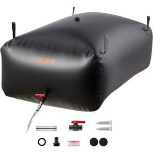 VEVOR Water Storage Bladder 142.7 Gallon Large Capacity Water Bag, Portable & Collapsible Soft Waters Container, Leakproof & Tear-Resistant PVC Emergency Waters Storage Tank for RV Truck & Outdoor Use(Black)