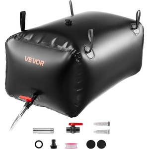 VEVOR Water Storage Bladder, 63.4 Gal Collapsible Water Storage Bag, Wear-Resistant 1000D PVC Soft Waters Bag, Leakproof Camping Tank Containers for Garden Irrigation RV Emergency Use, Black
