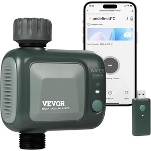 VEVOR WiFi Sprinkler Timer, Single Outlet, Smart Hose Faucet Water Timer with Brass Inlet, APP Control via 2.4Ghz WiFi or Bluetooth, Voice Control with Alexa Google Assistant, IPX6 for Yard Watering(1 Outlet with WiFi/Bluetooth)