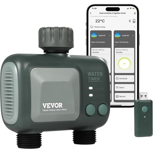 VEVOR WiFi Sprinkler Timer, Single Outlet, Smart Hose Faucet Water Timer with Brass Inlet, APP Control via 2.4Ghz WiFi or Bluetooth, Voice Control with Alexa Google Assistant, IPX6 for Yard Watering(2 Outlet with WiFi/Bluetooth.)