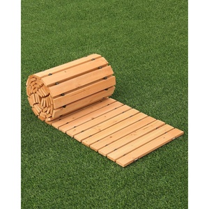 VEVOR Wooden Garden Pathway, 8 ft L x 17 in W, Non-Slip Straight Garden Walkway, Roll Out Cedar Outdoor Walkway Path with Wire Rope Connection, Decorative Garden Paver for Backyard Wedding Party(12ft*17in)