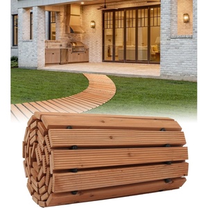 VEVOR Wooden Garden Pathway, 8 ft L x 17 in W, Non-Slip Straight Garden Walkway, Roll Out Cedar Outdoor Walkway Path with Wire Rope Connection, Decorative Garden Paver for Backyard Wedding Party(8ft*17in)