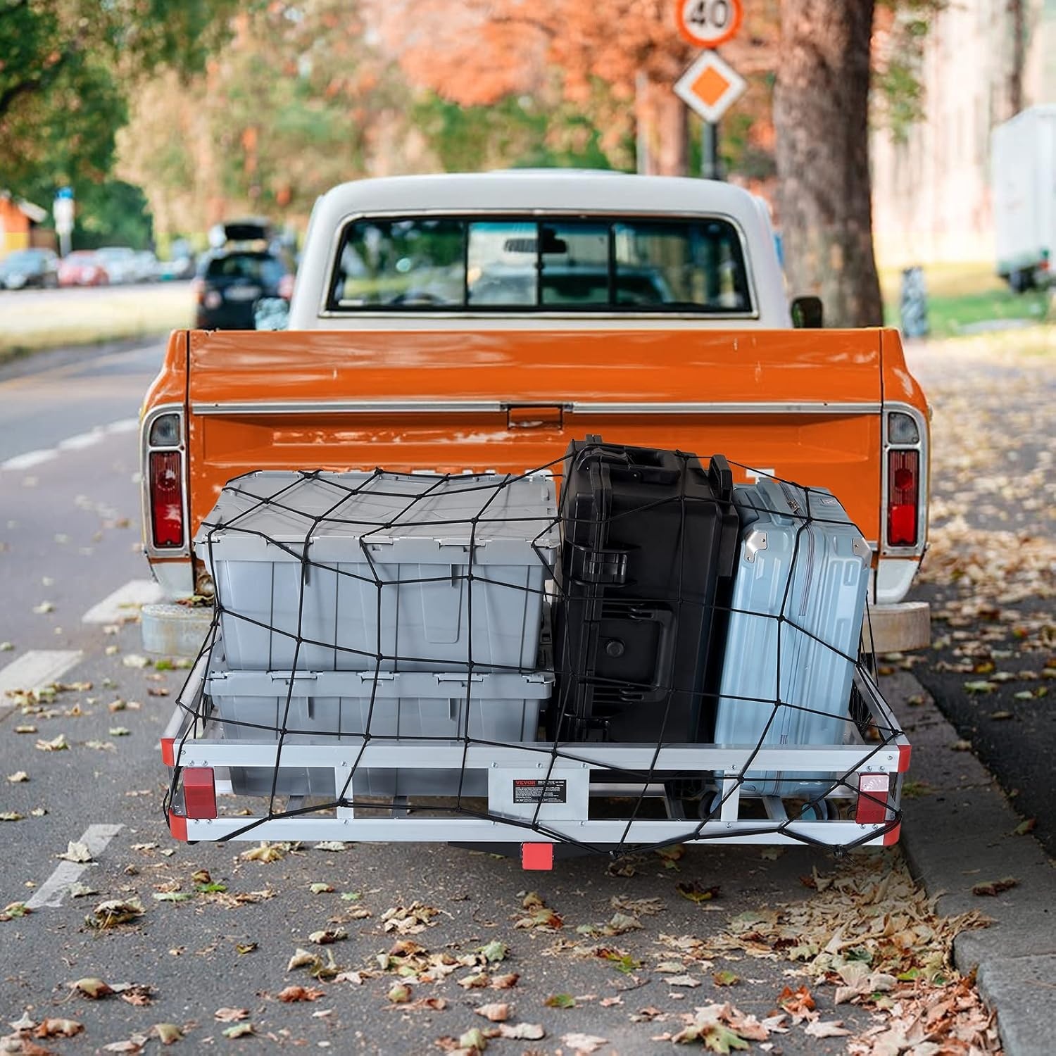 image:imageVEVOR 494 x 224 x 71 in Hitch Cargo Carrier 500lb Capacity Trailer Hitch Mount Aluminum Cargo Basket Luggage Carrier Rack Fits 2 Hitch Receiver for SUV Truck Pickup CampingNo Ramp