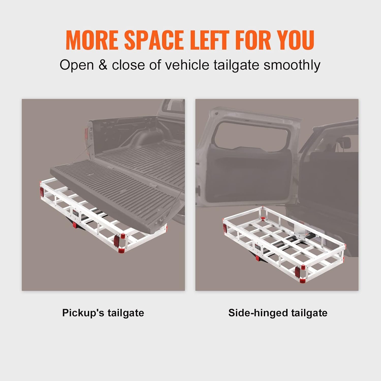image:imageVEVOR 494 x 224 x 71 in Hitch Cargo Carrier 500lb Capacity Trailer Hitch Mount Aluminum Cargo Basket Luggage Carrier Rack Fits 2 Hitch Receiver for SUV Truck Pickup CampingNo Ramp