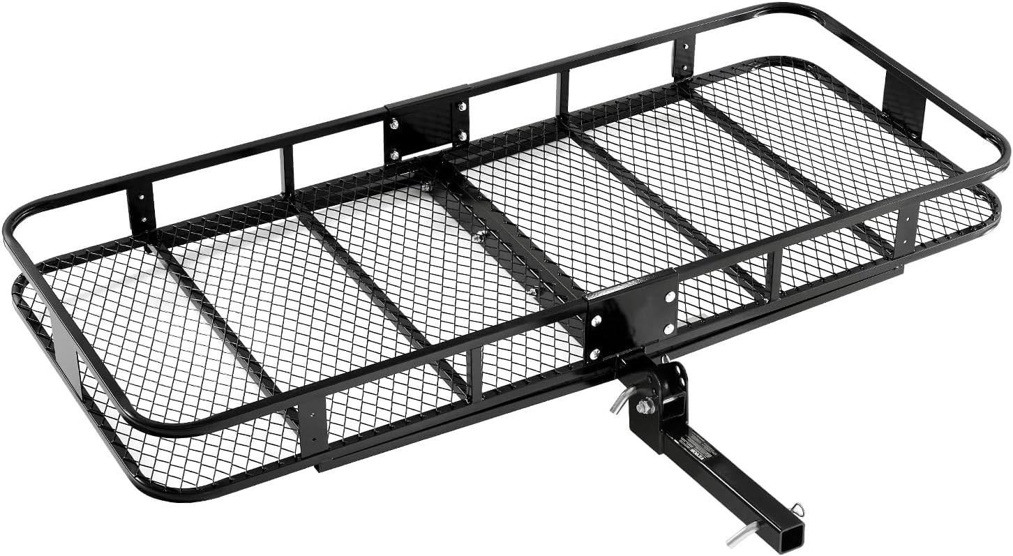 image:imageVEVOR 70 x 30 x 6 Hitch Cargo Carrier 500 lbs Capacity with Nighttime Reflective Reminder Folding Hitch Mount Cargo Carrier Basket with Hitch Lock for 2 Receiver Fit for SUVs70 x 30 x 6