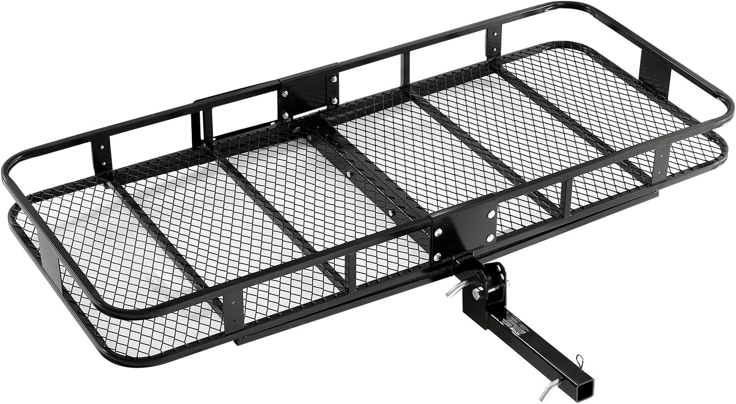 image:imageVEVOR 70 x 30 x 6 Hitch Cargo Carrier 500 lbs Capacity with Nighttime Reflective Reminder Folding Hitch Mount Cargo Carrier Basket with Hitch Lock for 2 Receiver Fit for SUVs70 x 30 x 6