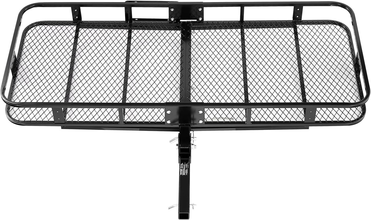 image:imageVEVOR 70 x 30 x 6 Hitch Cargo Carrier 500 lbs Capacity with Nighttime Reflective Reminder Folding Hitch Mount Cargo Carrier Basket with Hitch Lock for 2 Receiver Fit for SUVs70 x 30 x 6